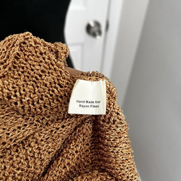 Georgina Estefania Dallas Knit Top Womens L Brown Rayon Fiber V Neck Made in USA - Picture 8 of 11